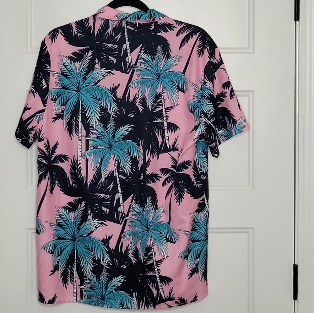 Mens Troplical Casual Dress Shirt Palm Trees Medium - Picture 2 of 3